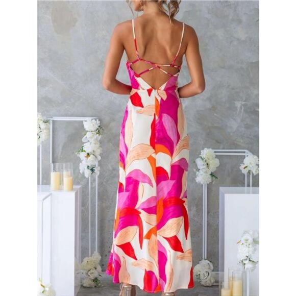Printed Backless Sleeveless Maxi Dress - Picture 14 of 15